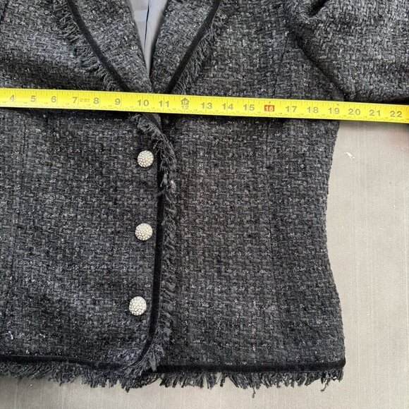 Jones New York Signature Petite Black Dixie Tweed Blazer Metallic Preppy Jacket - Picture 11 of 14